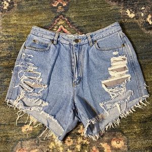DKNY Super Distressed High Rise Shorts
